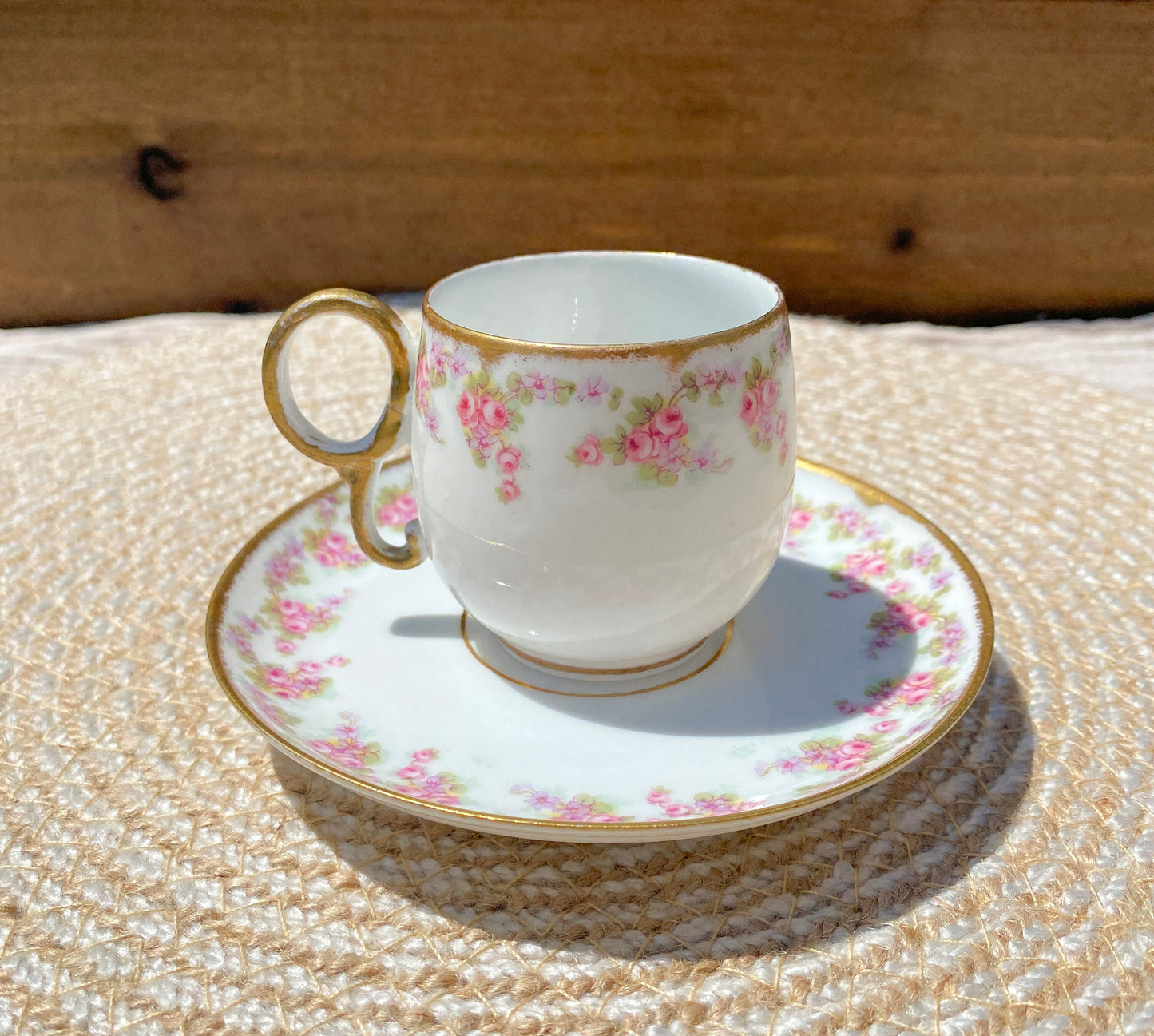 Vintage Limoges France Bridal Wreath Demitasse Cup & Saucer