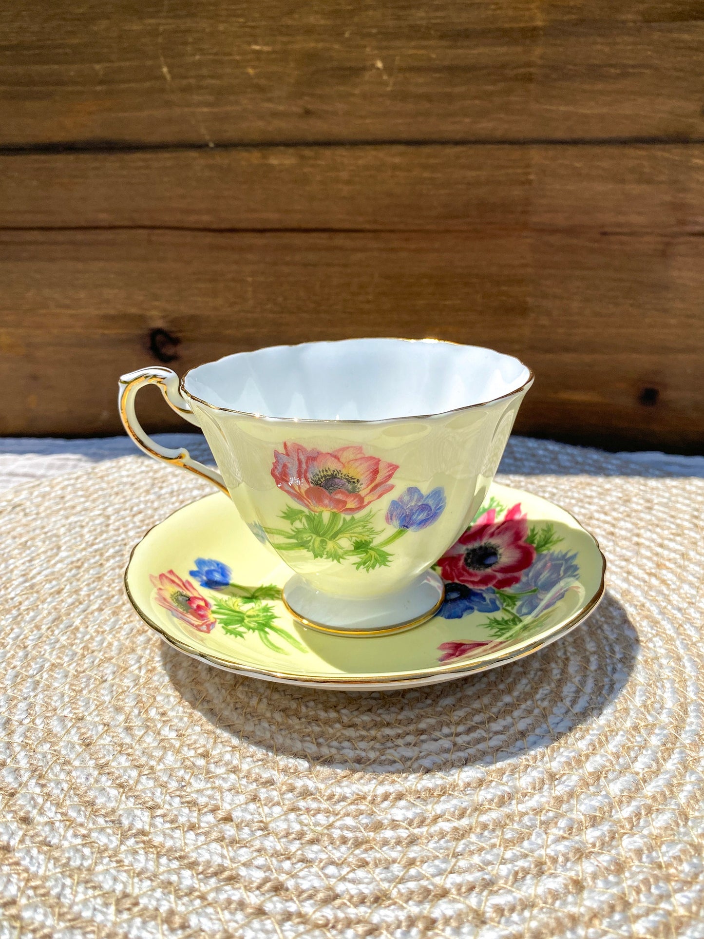 Vintage Paragon Anemones Bone China Teacup & Saucer