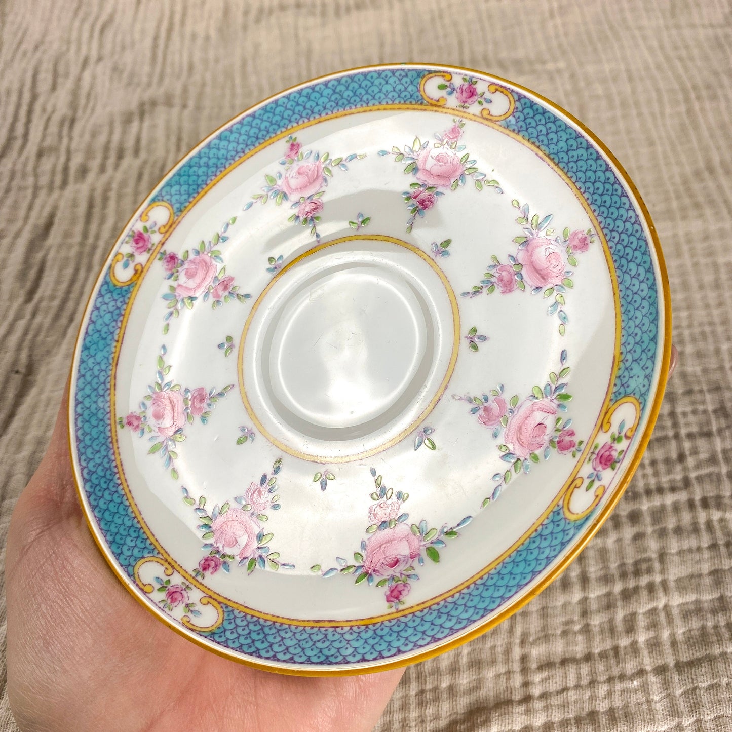 Vintage Minton Persian Rose Saucer Only Replacement Blue Band Trim