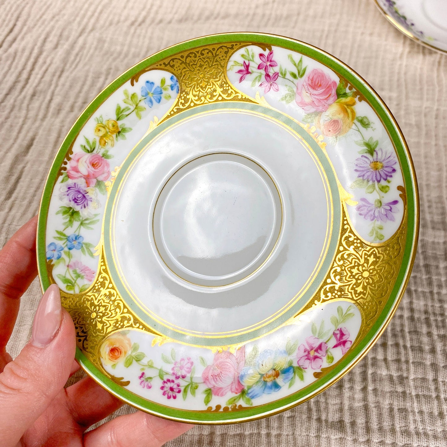 Limoges Hand Painted Floral & Gold Saucer Only Replacement