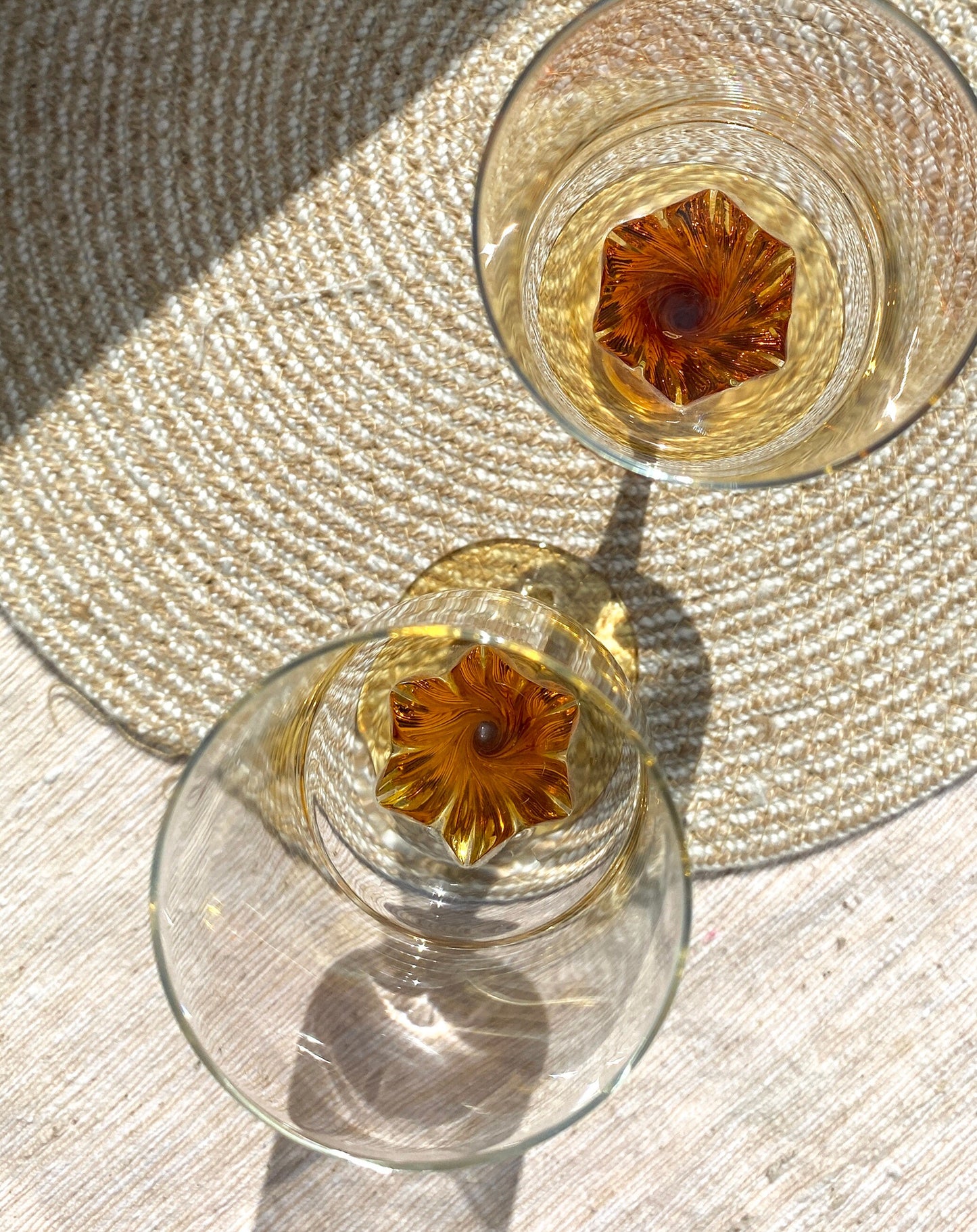 Amber Glass Twist Stemmed Glasses