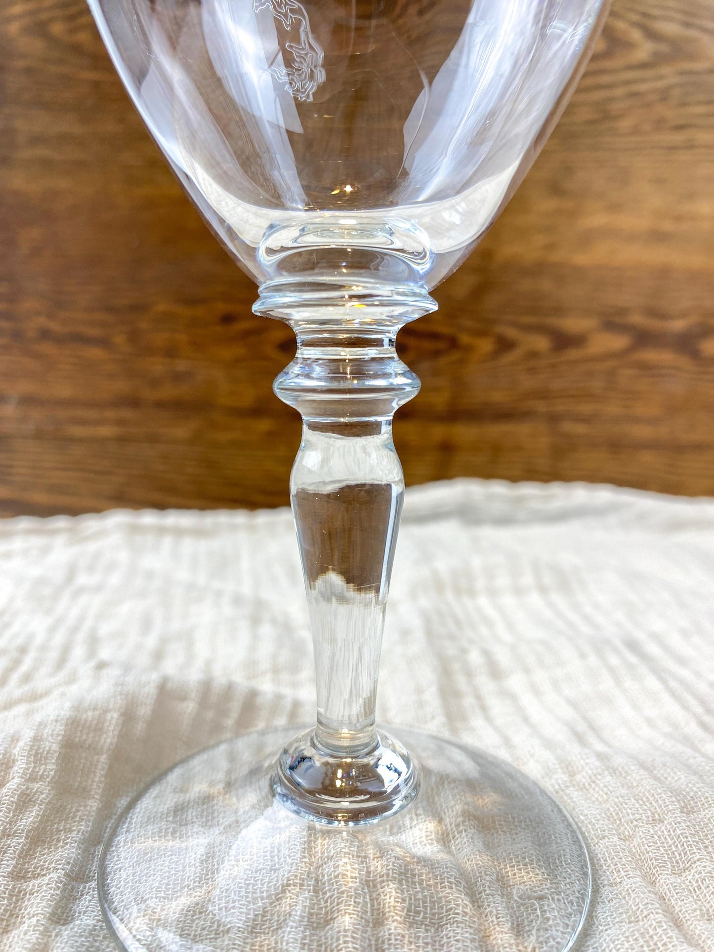 Vintage Bohemia Crystal Etched Thistle Wine Handmade Glass