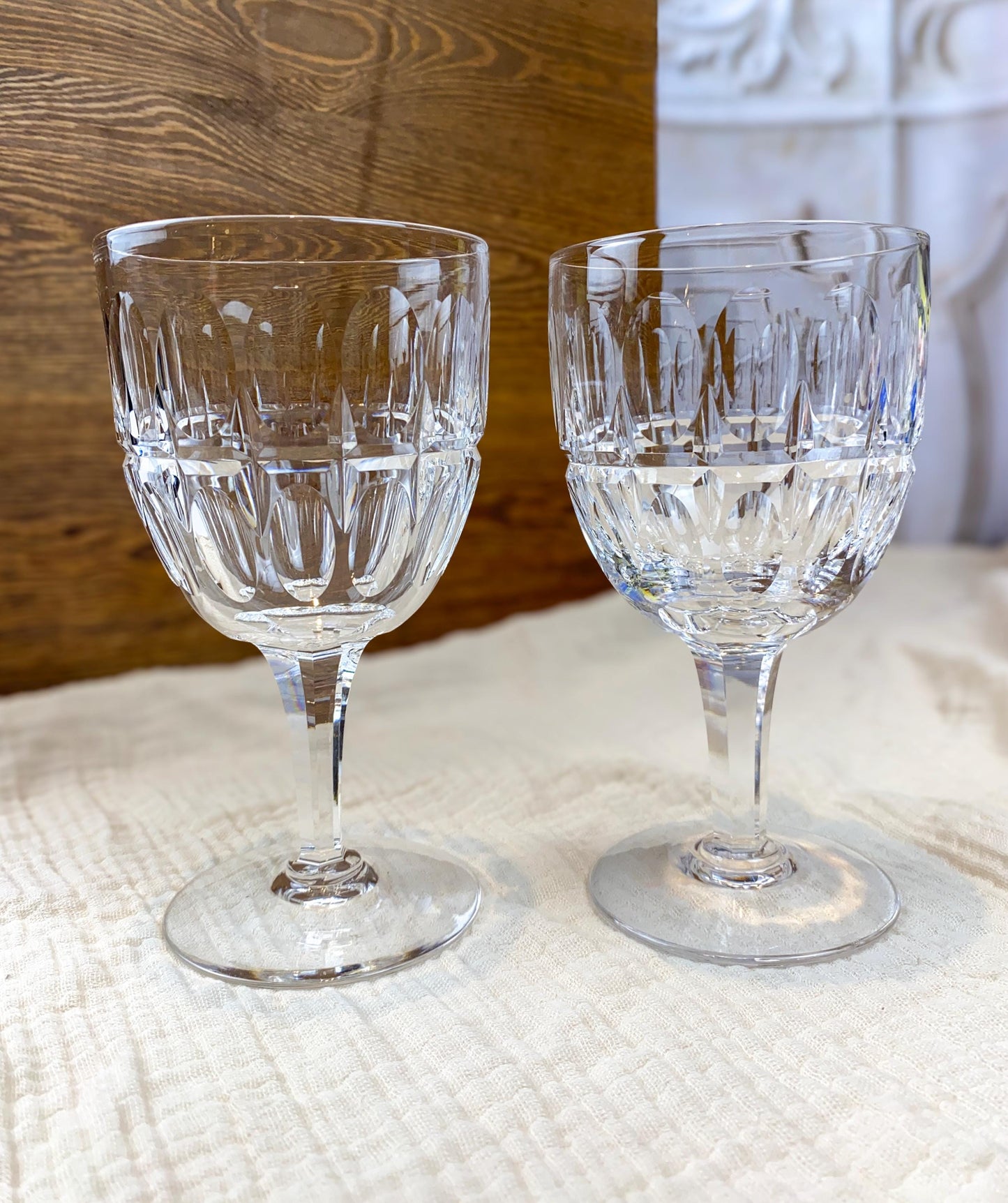 Stuart England Clifton Park Cut Crystal Water Goblet Glasses