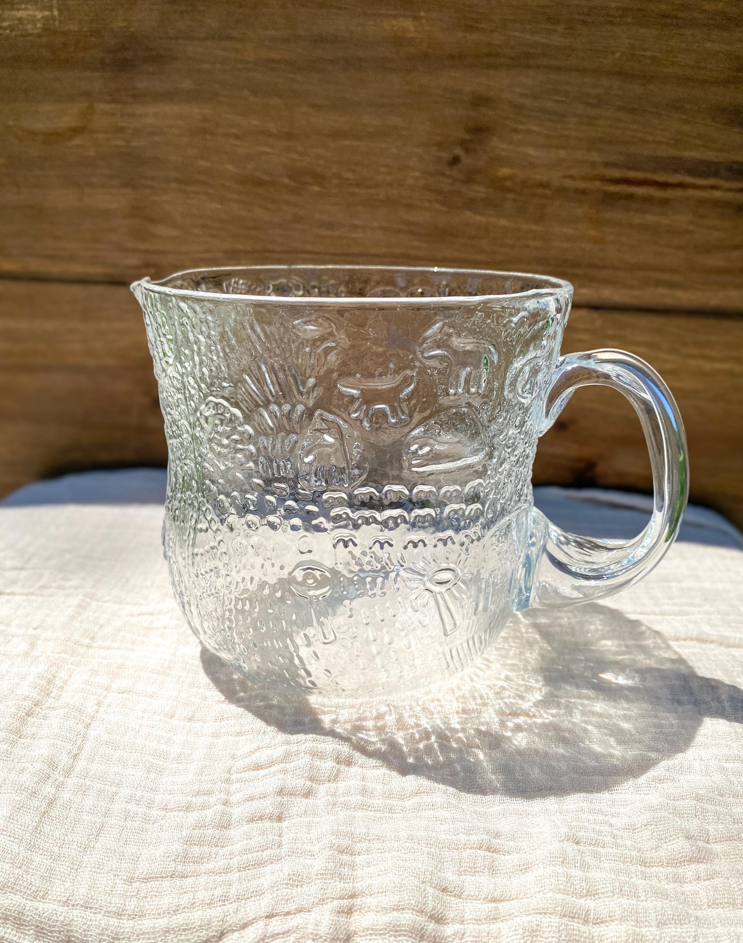 Vintage Finland Nuutajärvi and Iittala Fauna 32oz Glass Pitcher Oiva Toikka