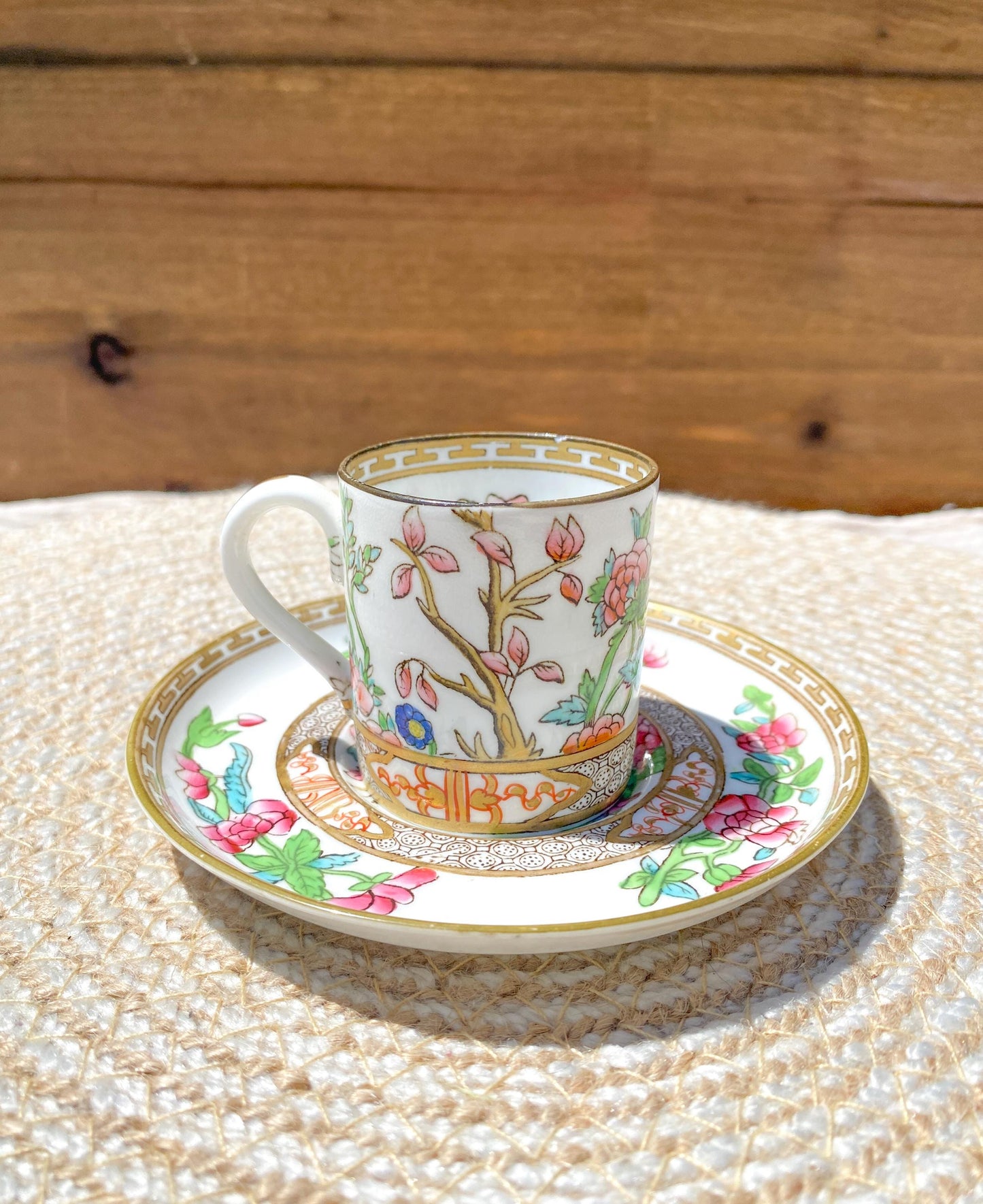 Coalport Indian Tree Demitasse Bone China Cup and Saucer Antique