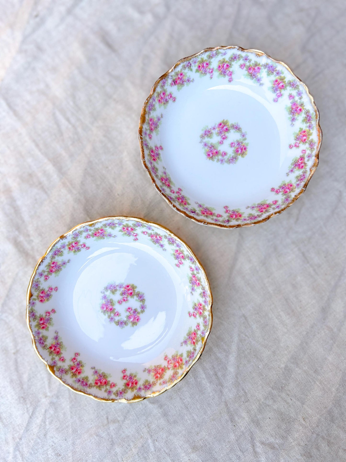 Limoges Elite Works Bridal Wreath Trinket Dishes