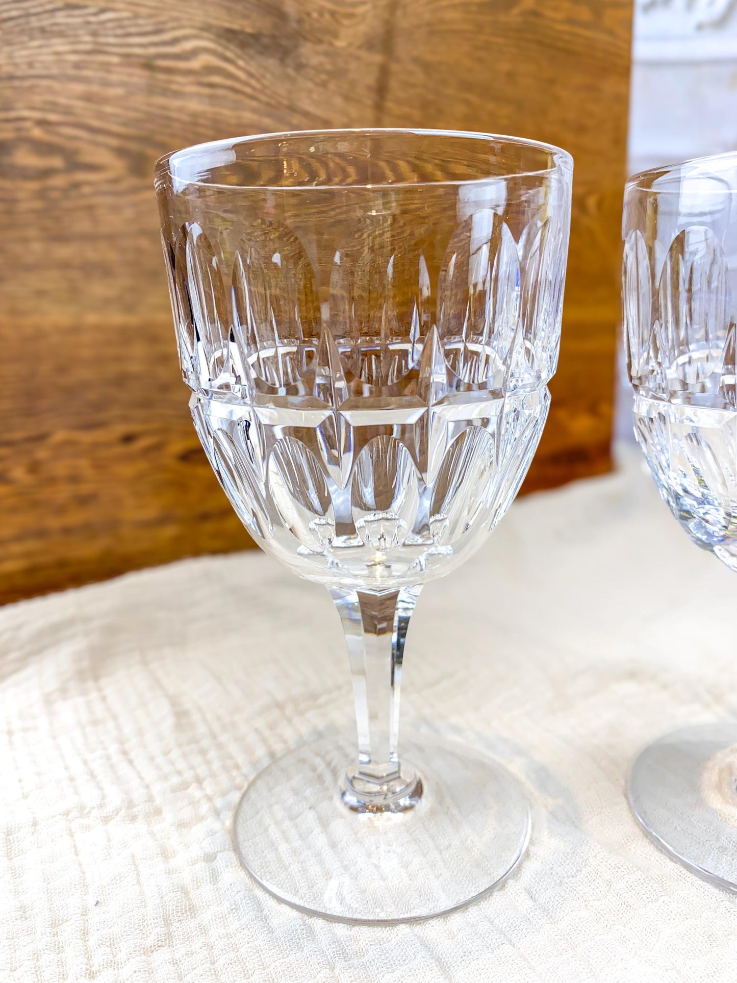 Stuart England Clifton Park Cut Crystal Water Goblet Glasses