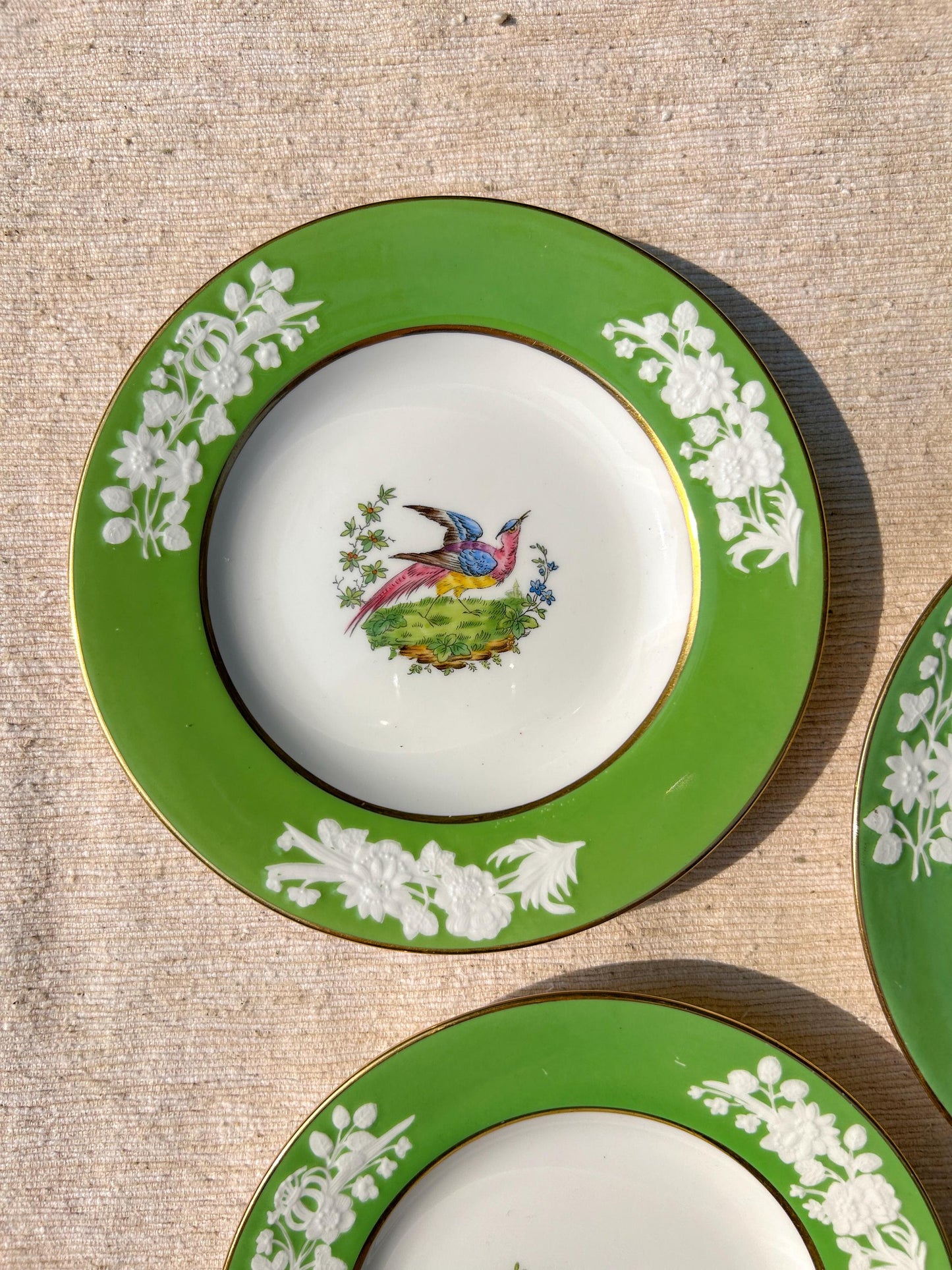 Vintage Spode Copeland China Chelsea Bird Green Rim Plate Selection