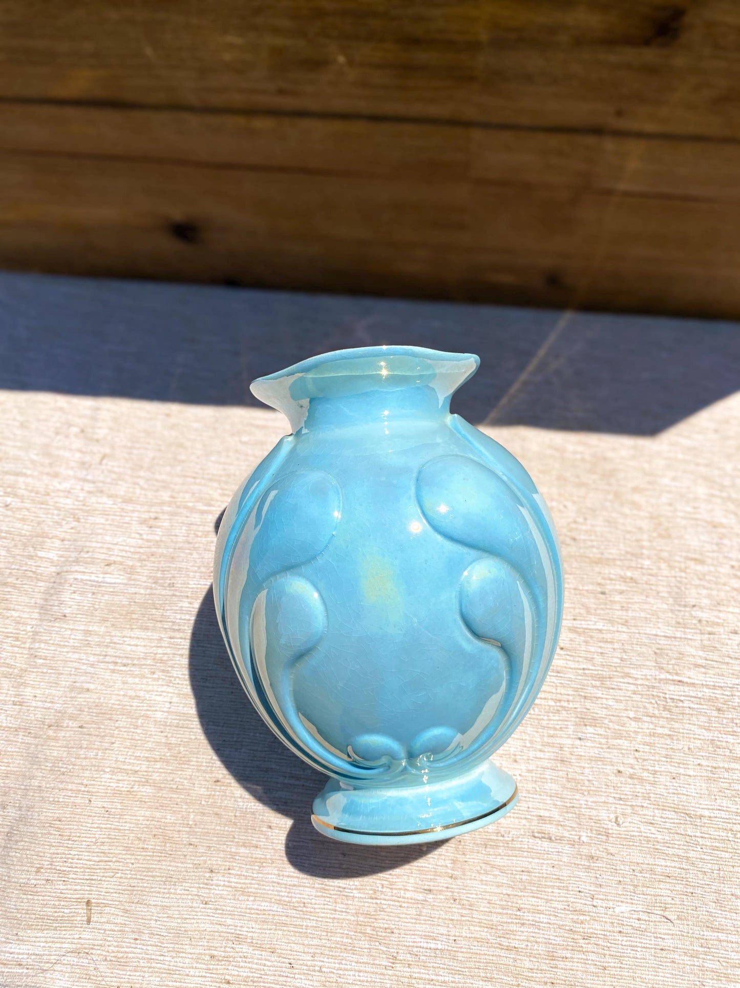 Vintage Art Deco Maling England Vase Light Blue Lustre