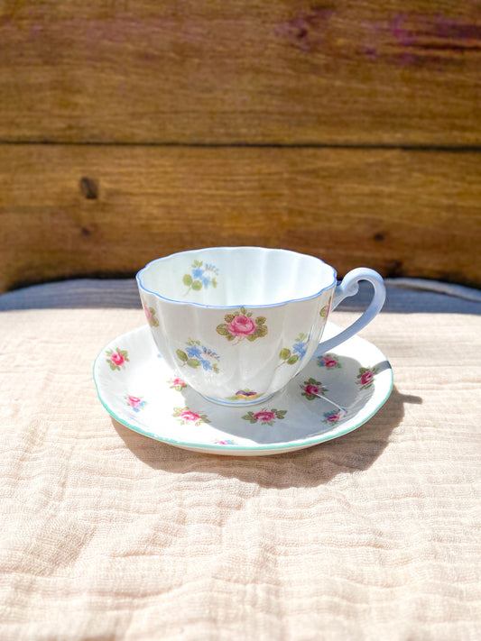 Vintage Shelley Rose Pansy Forget Me Not Teacup & Saucer Mismatch Separates