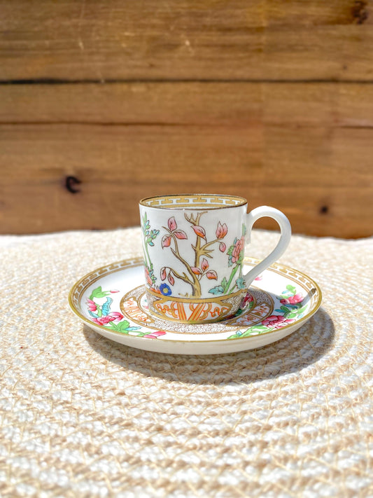 Coalport Indian Tree Demitasse Bone China Cup and Saucer Antique