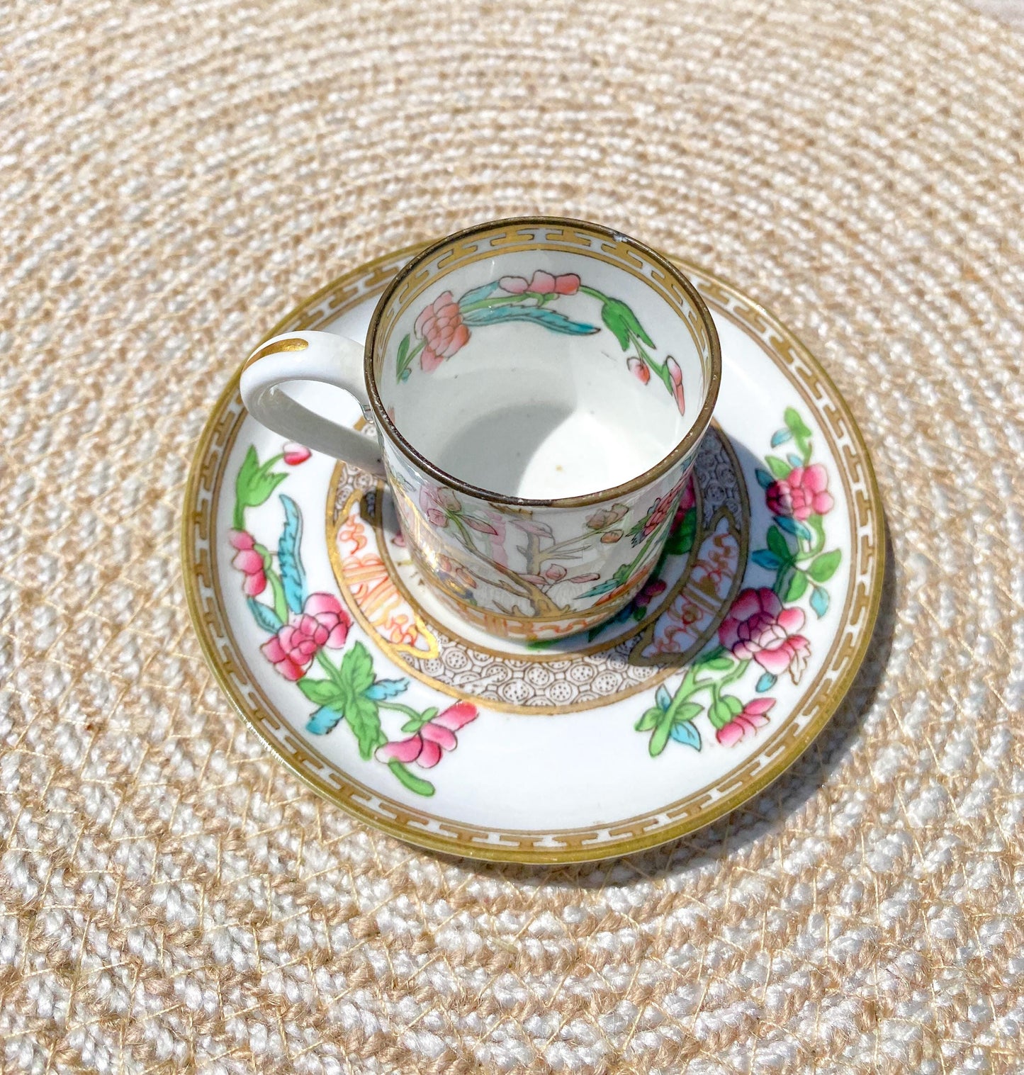 Coalport Indian Tree Demitasse Bone China Cup and Saucer Antique