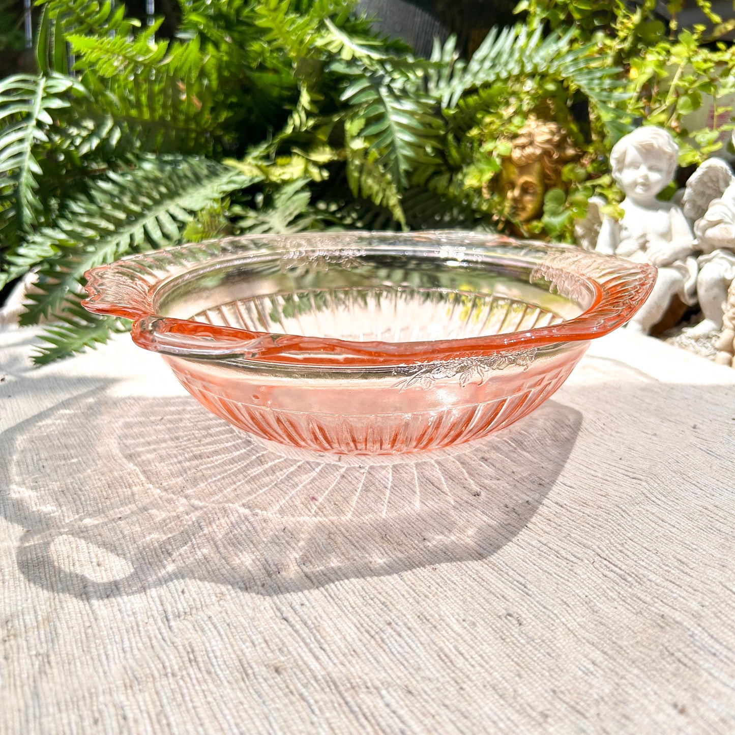 Vintage Anchor Hocking Pink Depression Glass Serving Bowl Collectable Glass