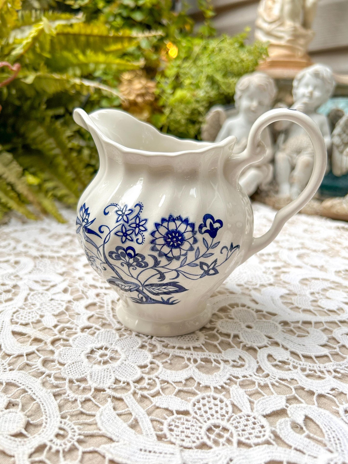 Vintage Johnson Bros Ironstone England Creamer Blue Nordic Onion