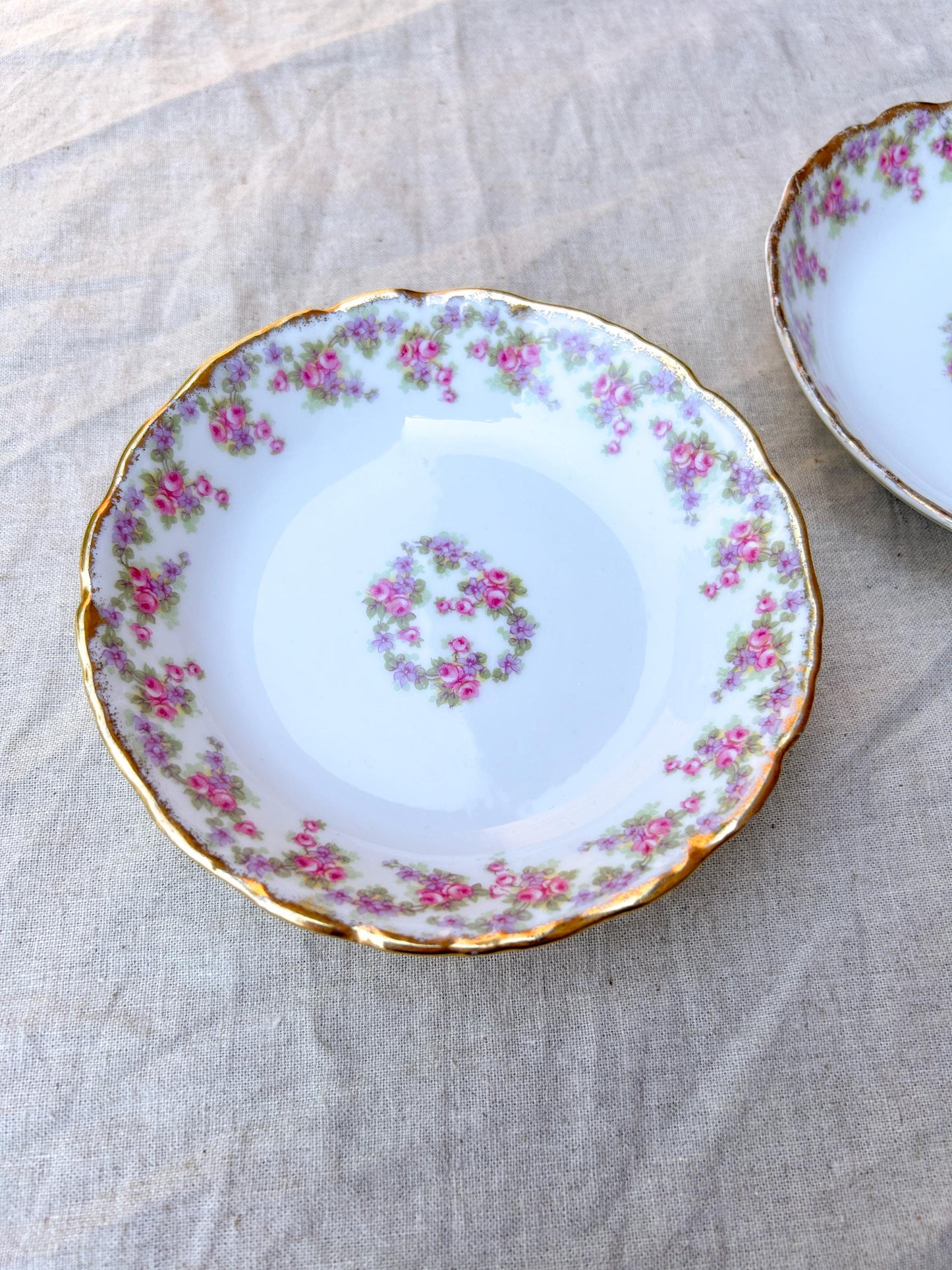 Limoges Elite Works Bridal Wreath Trinket Dishes