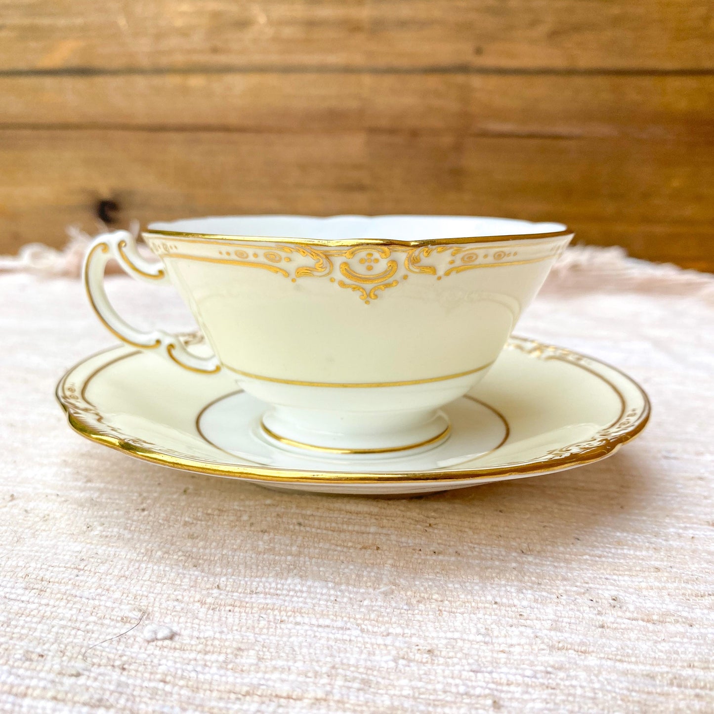 Vintage Minton White and Gold Bone China Teacup & Saucer