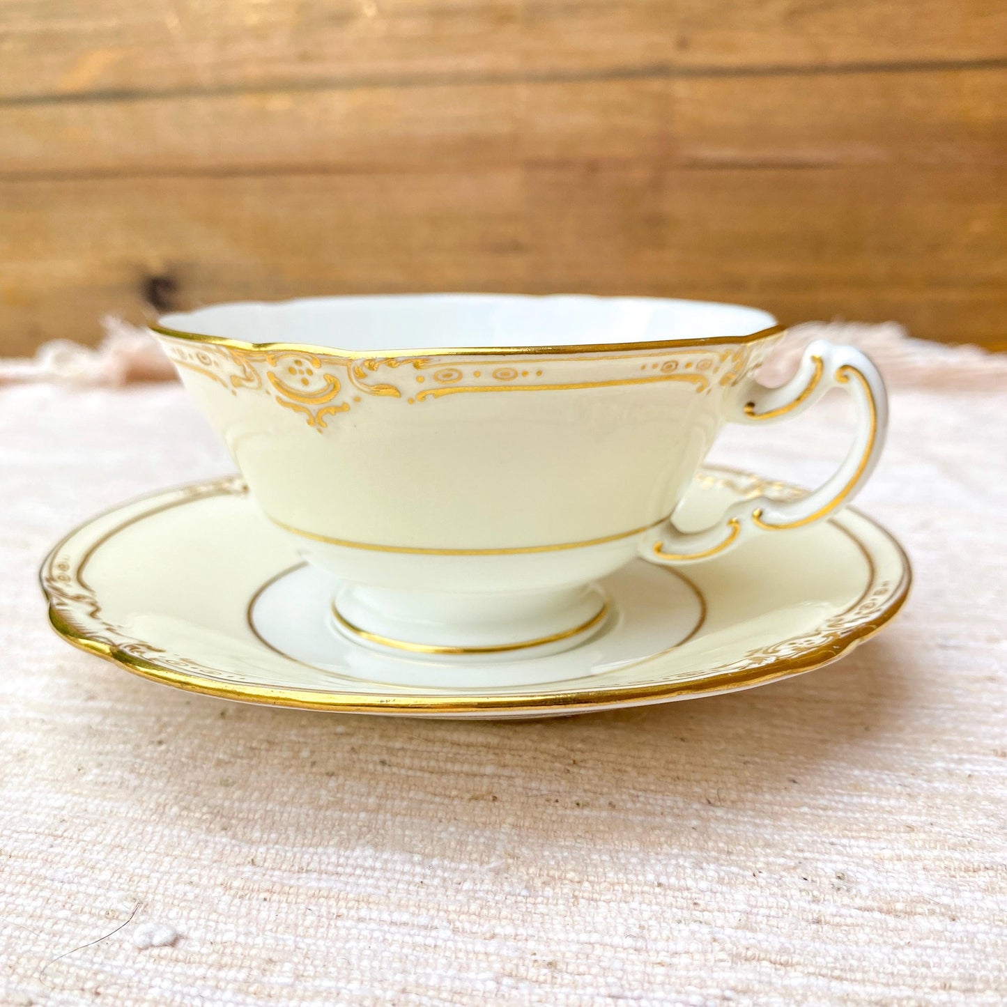 Vintage Minton White and Gold Bone China Teacup & Saucer