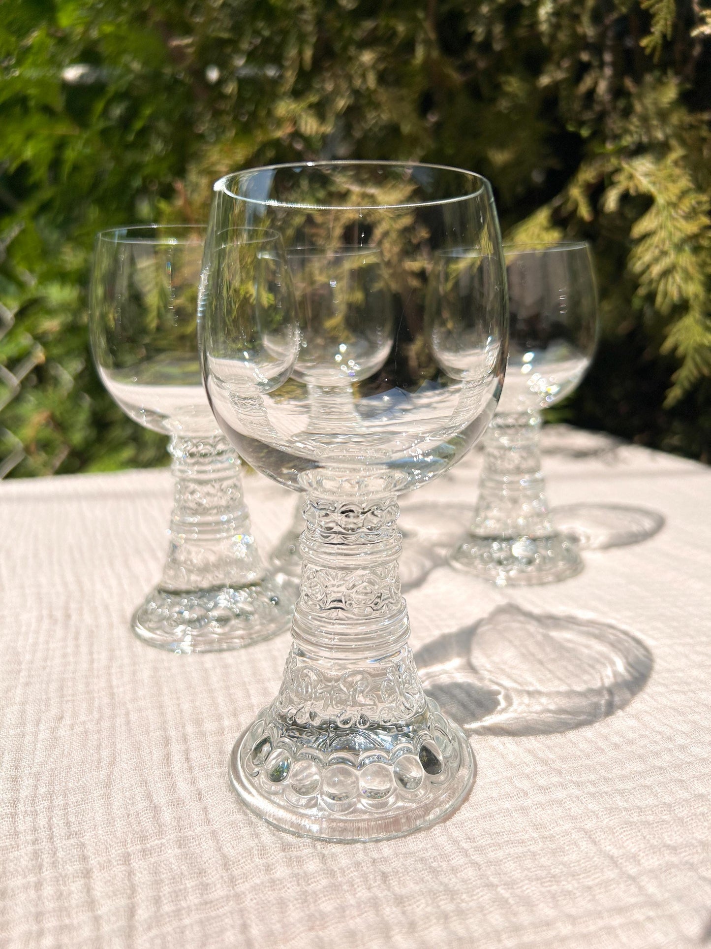 Vintage Crystal Thomas Bacchus Wine Glasses Set of Four