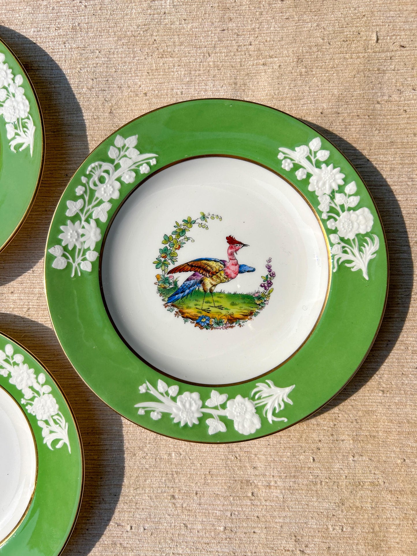 Vintage Spode Copeland China Chelsea Bird Green Rim Plate Selection