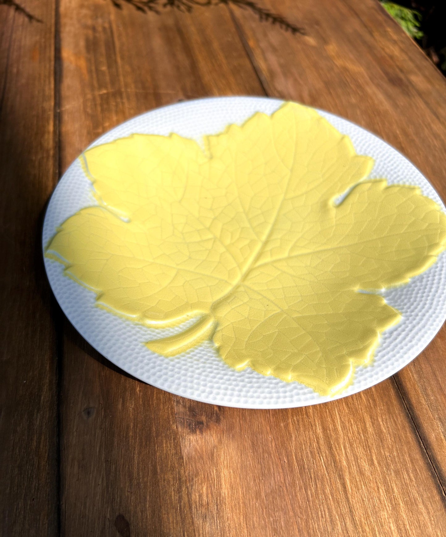 Vintage Galvani Ceramiche Yellow Leaf Earthenware Plate Italian Tableware