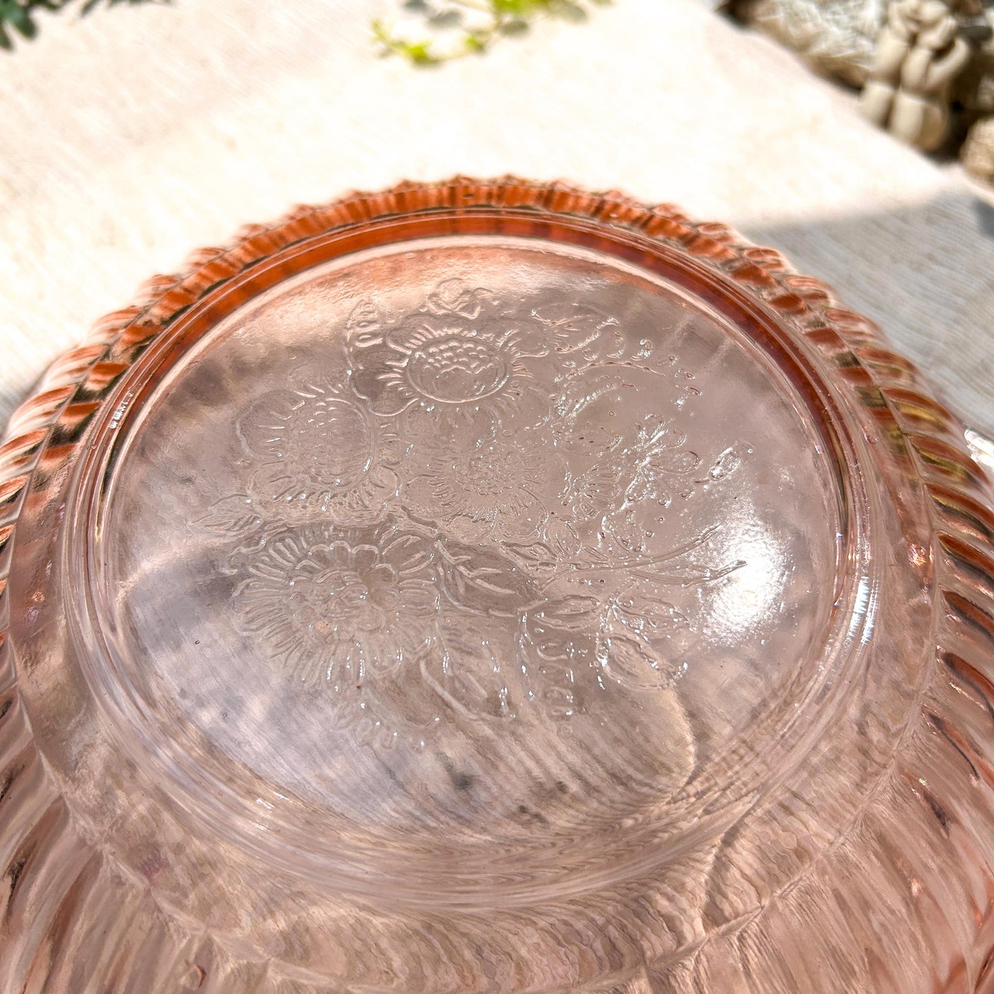 Vintage Anchor Hocking Pink Depression Glass Serving Bowl Collectable Glass