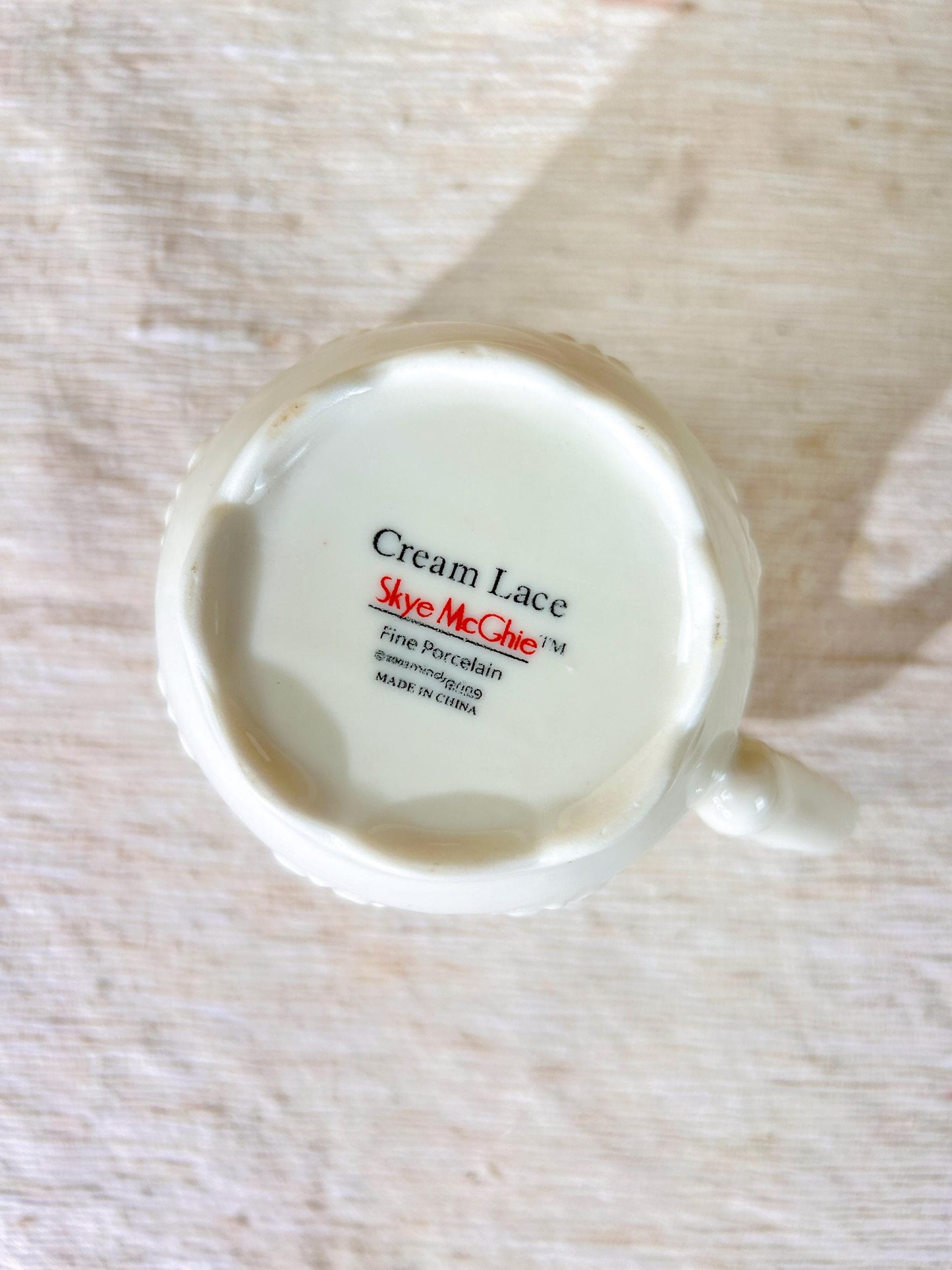 Skye McGhie Cream Lace Porcelain Creamer