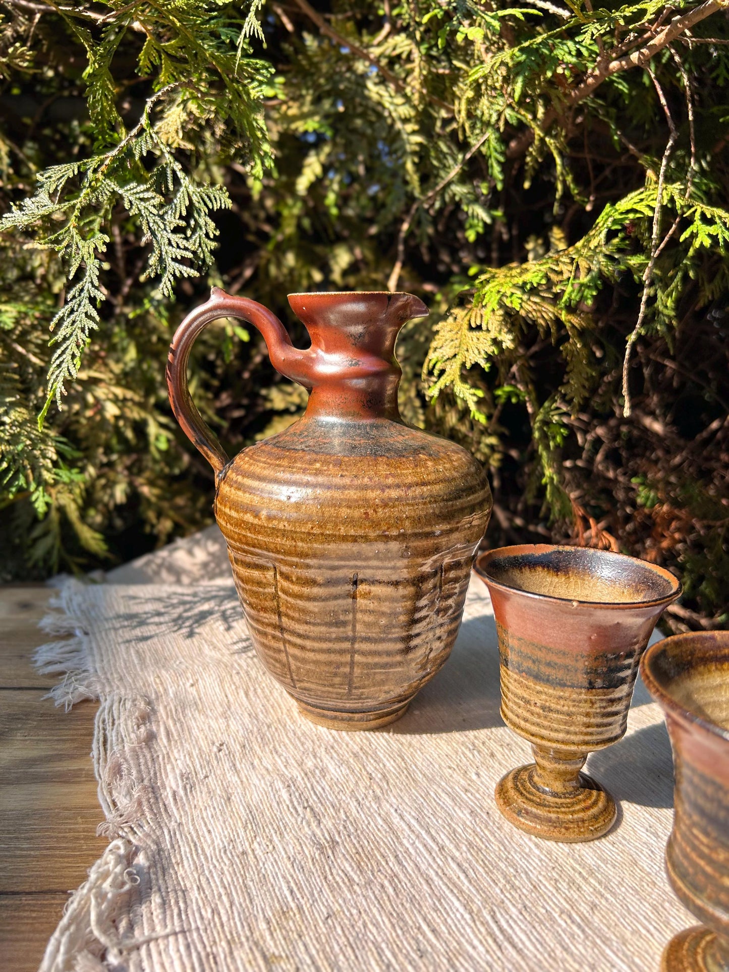 Studio Art Pottery Wine Set Mugs & Creamer Greig Barnett New Zealand