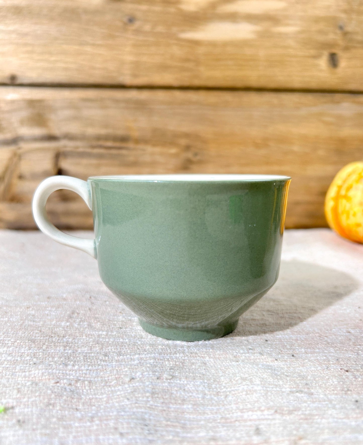 Wedgwood Moss Green Sugar Bowl & Flat Cups