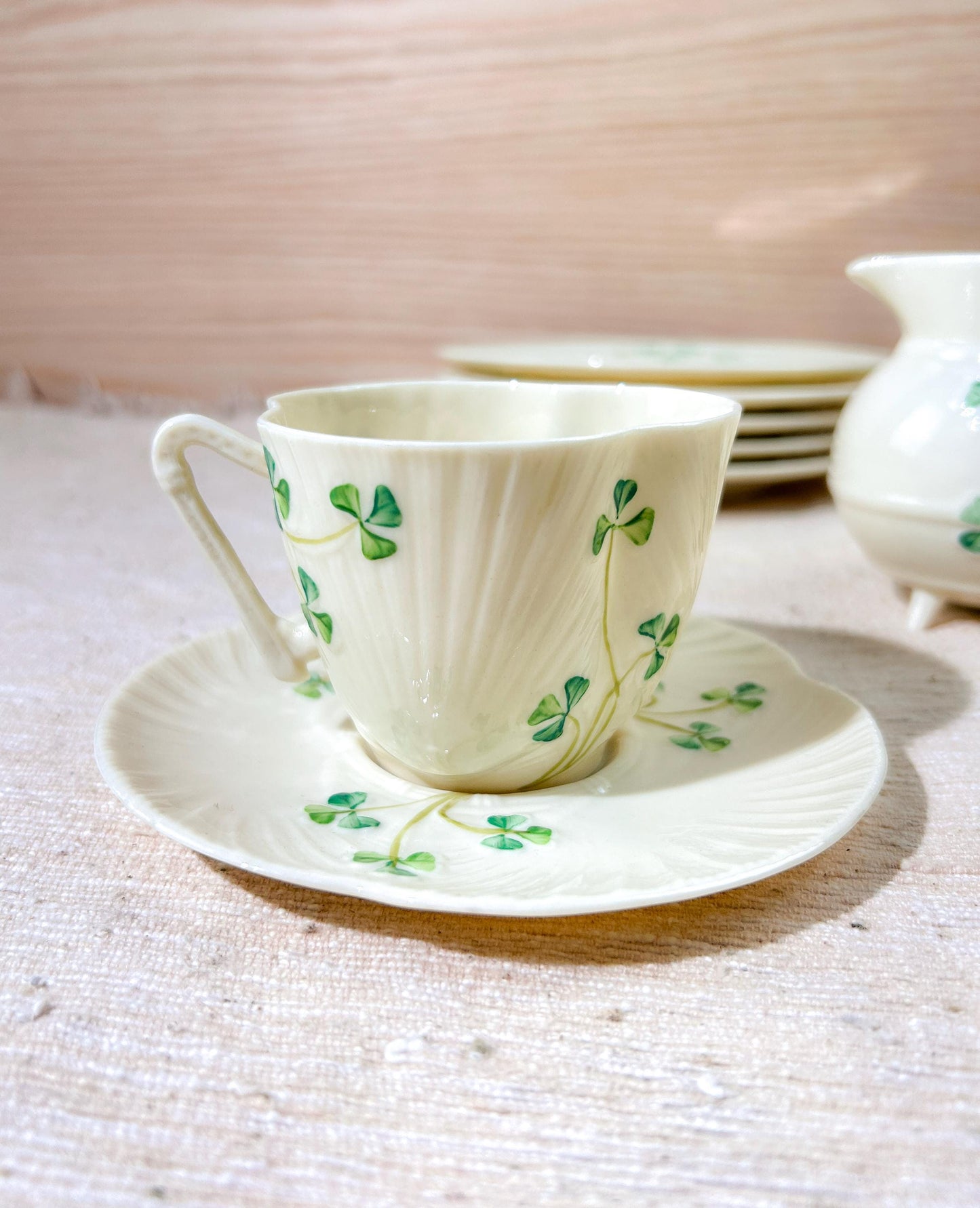 Belleek Harp Shamrock & Shamrock 65-80 Tea Cup Set Selection