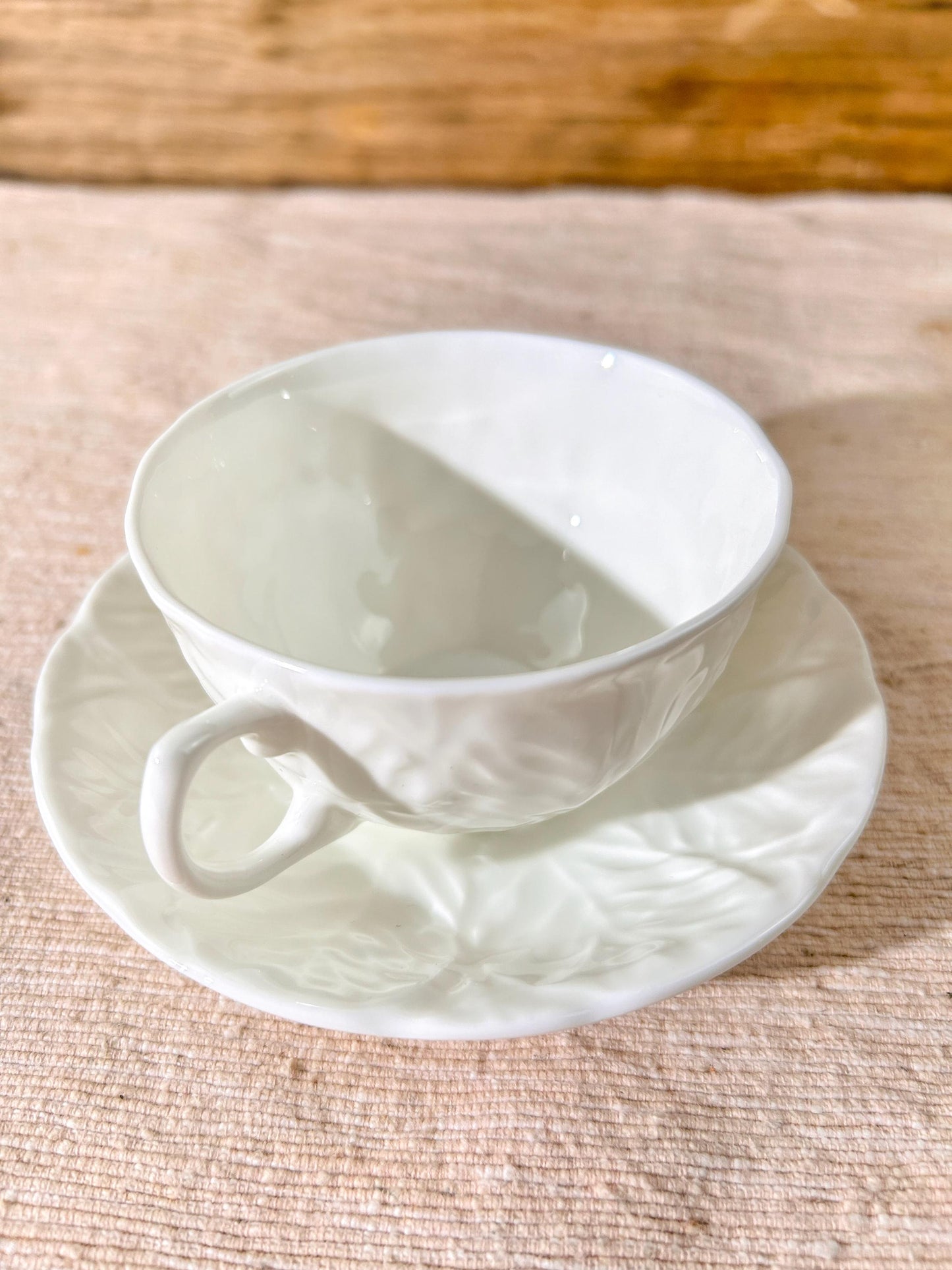 Vintage Wedgwood Countryware White Cabbage Teacup Saucer Set