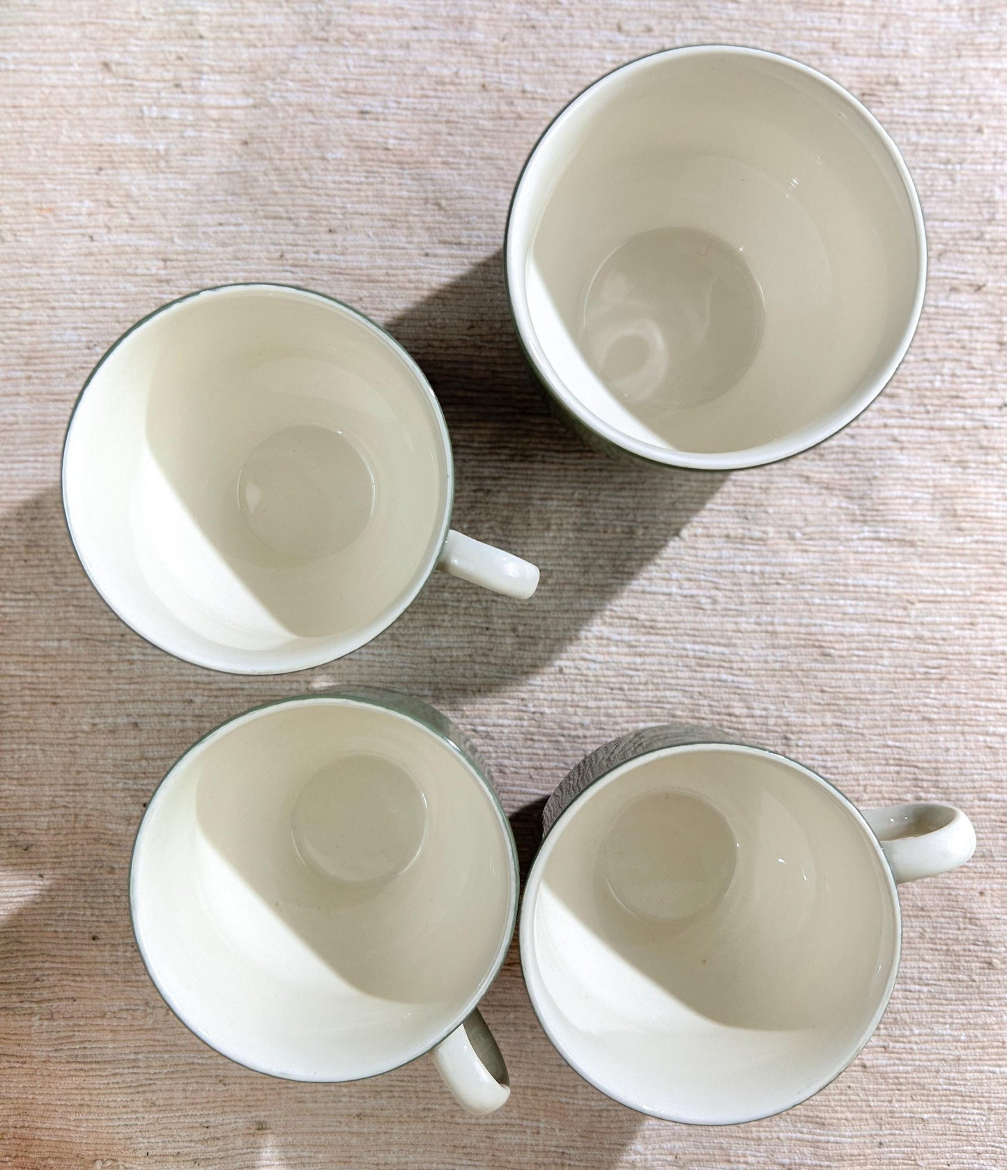 Wedgwood Moss Green Sugar Bowl & Flat Cups