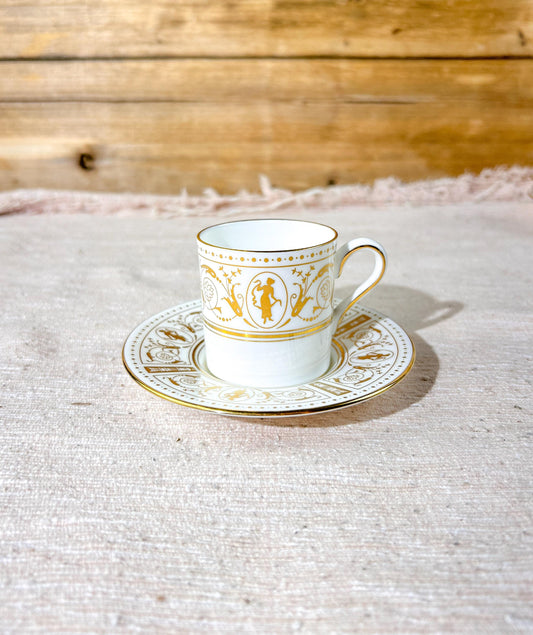 Wedgwood Gold Grecian Demitasse Cup & Saucer Fine China England