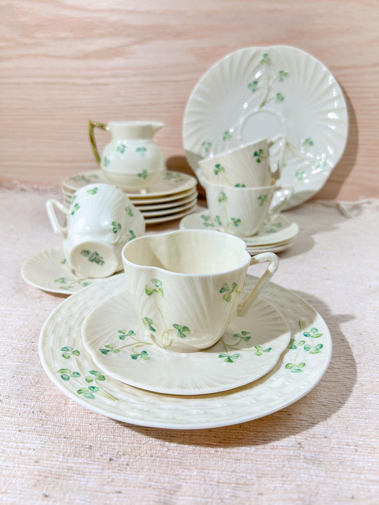 Belleek Harp Shamrock & Shamrock 65-80 Tea Cup Set Selection