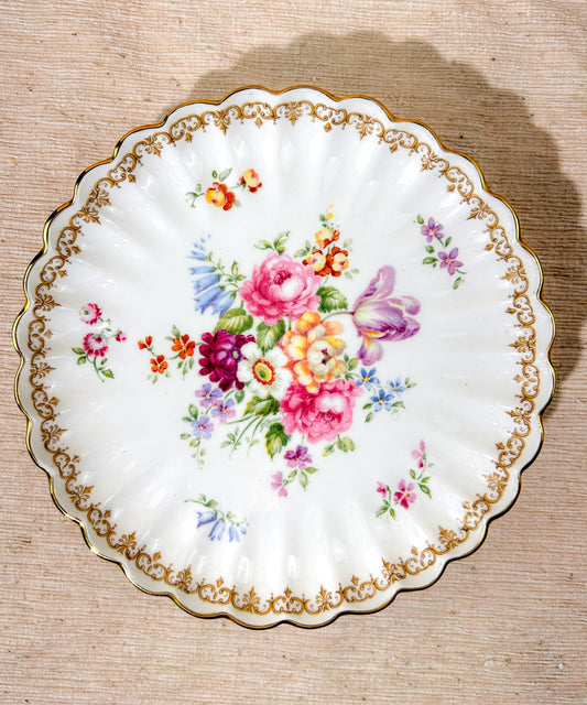 Crown Staffordshire England's Bouquet Bone China Pedestal Plate