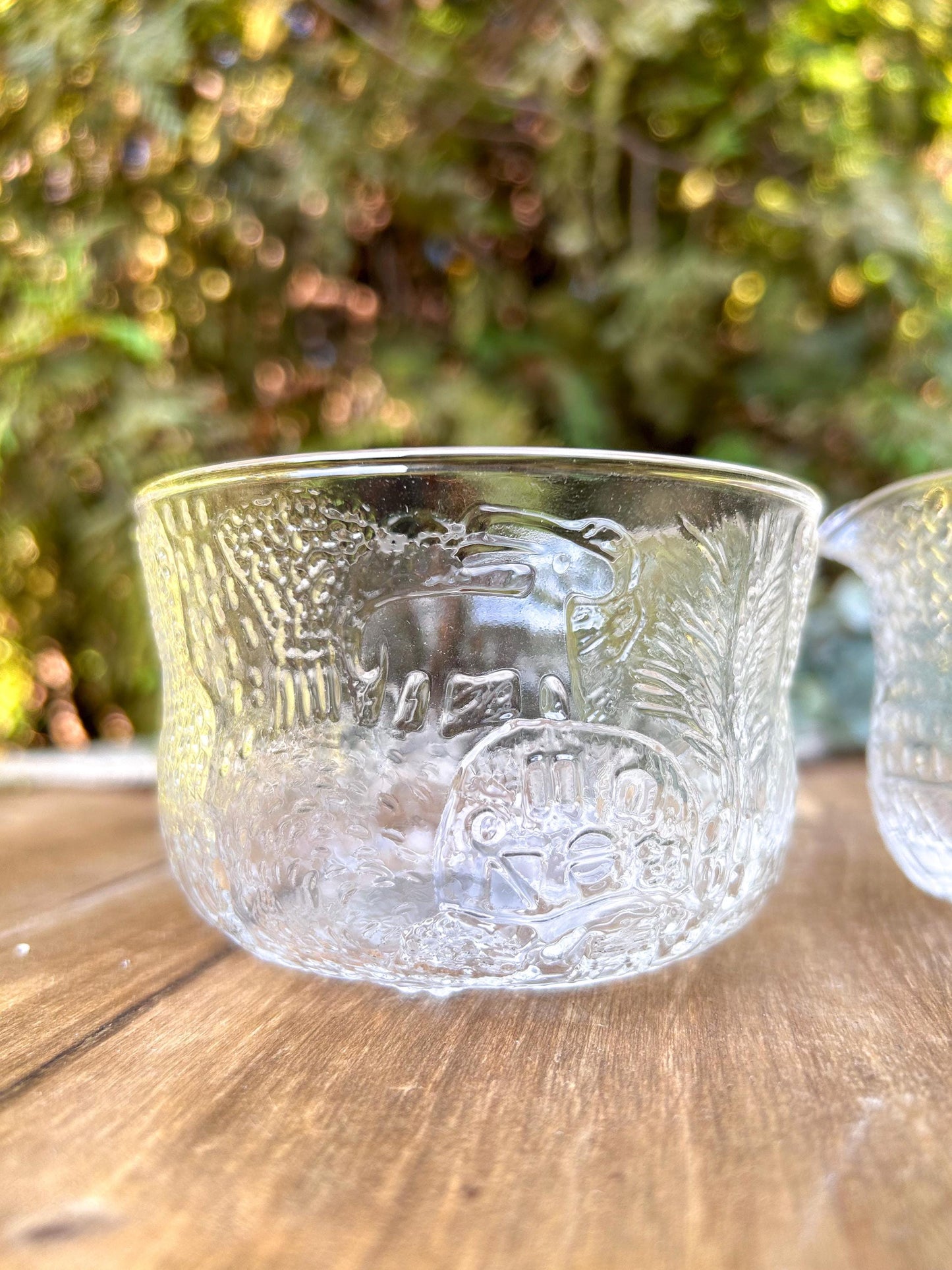 Finland Nuutajärvi and Iittala Fauna Glass Creamer Sugar Bowl