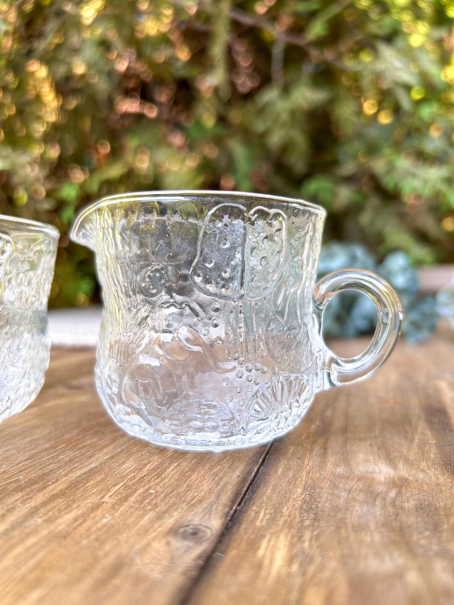 Finland Nuutajärvi and Iittala Fauna Glass Creamer Sugar Bowl