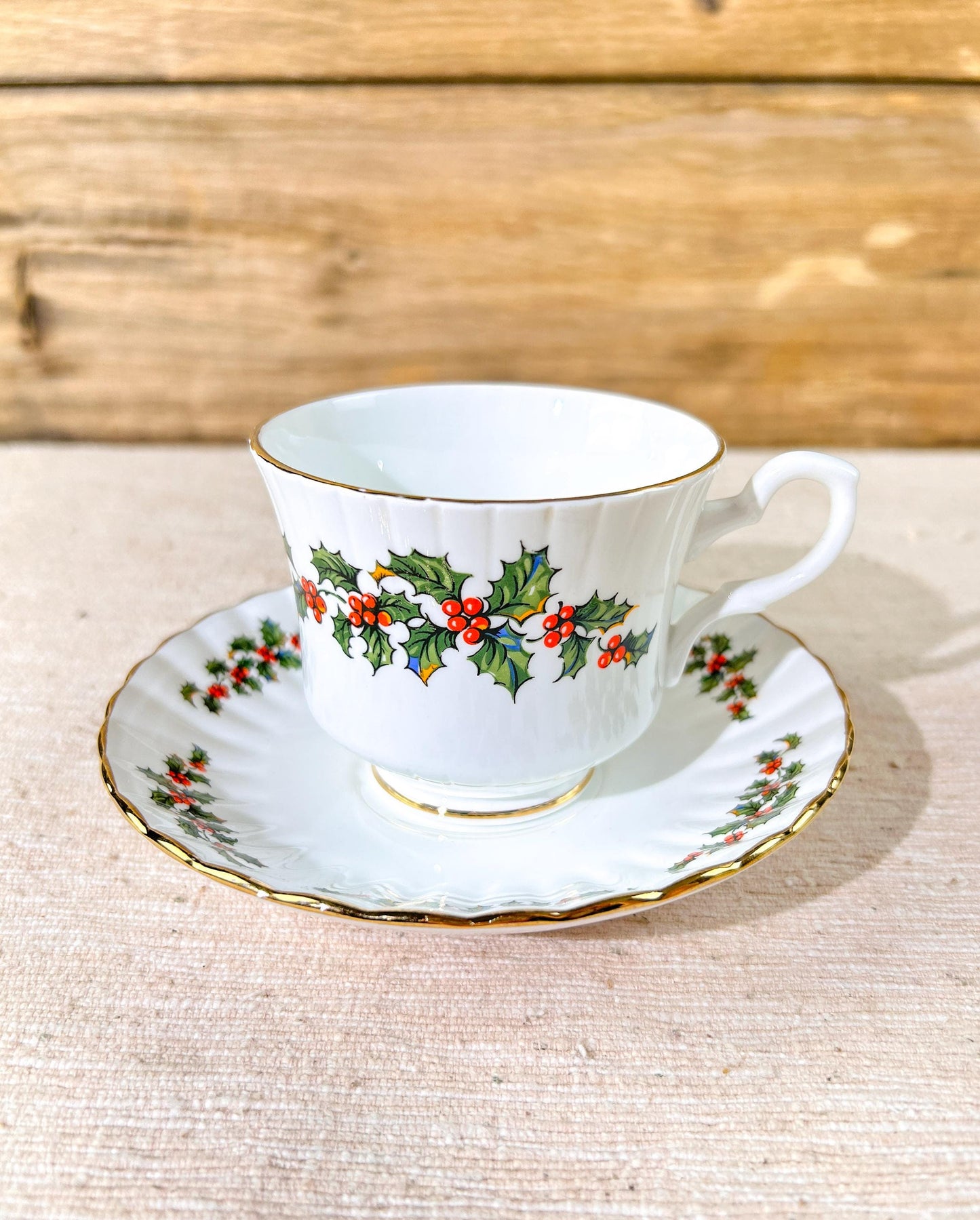 Royal Stafford Holly Tea Cup & Saucer Set Bone China England