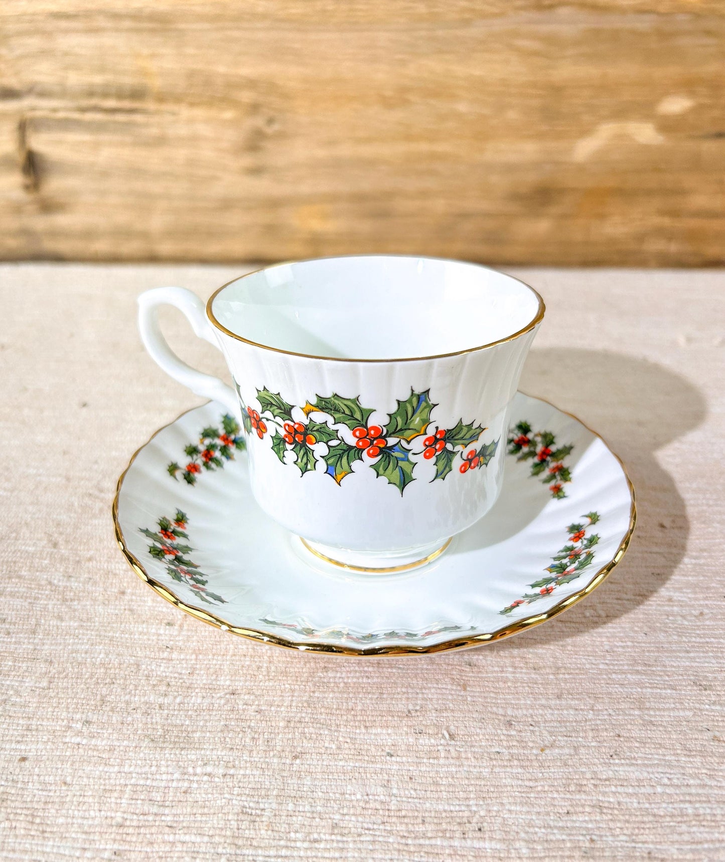 Royal Stafford Holly Tea Cup & Saucer Set Bone China England