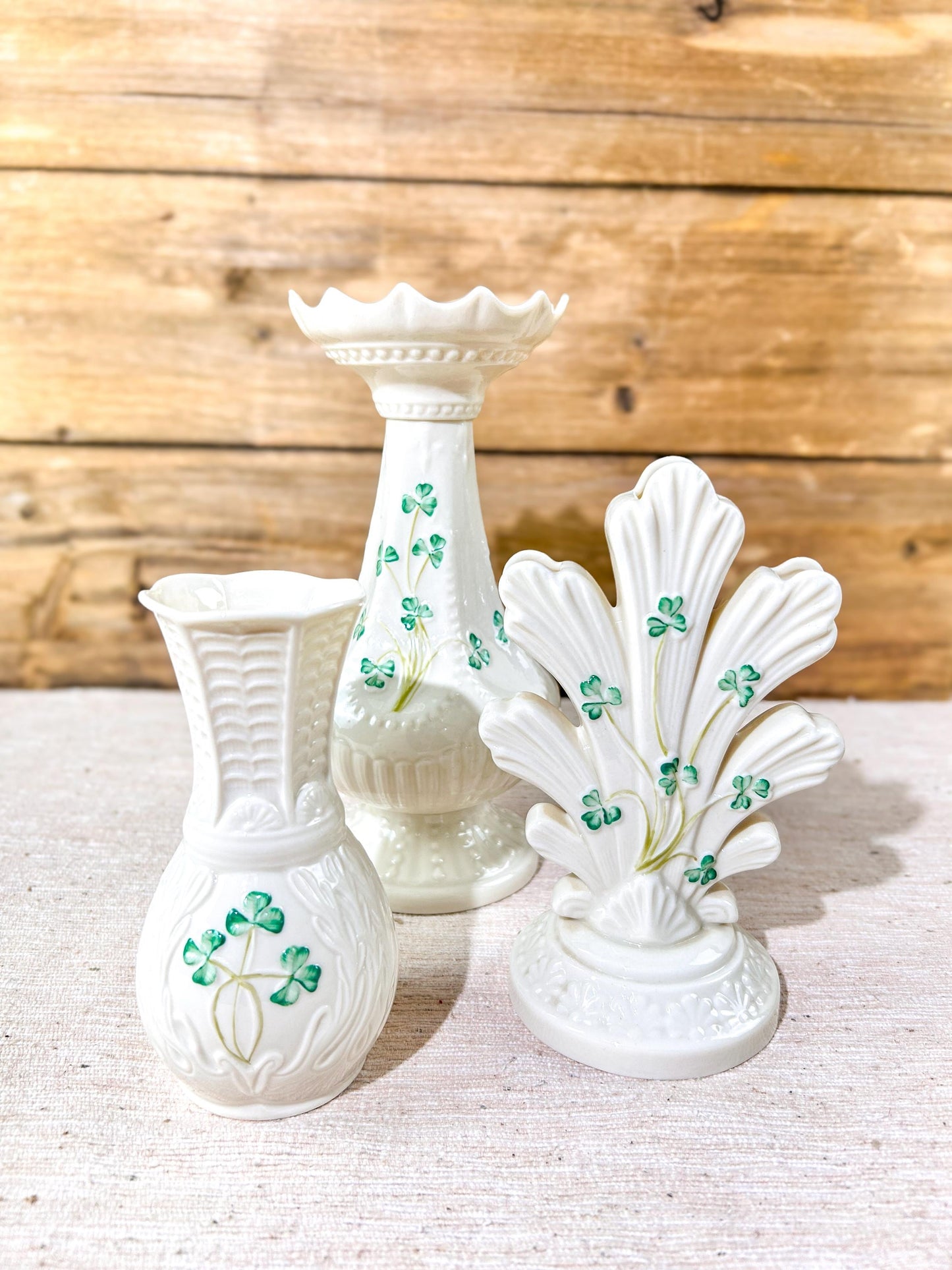 Belleek Shamrock Parian Ware Vase Selection