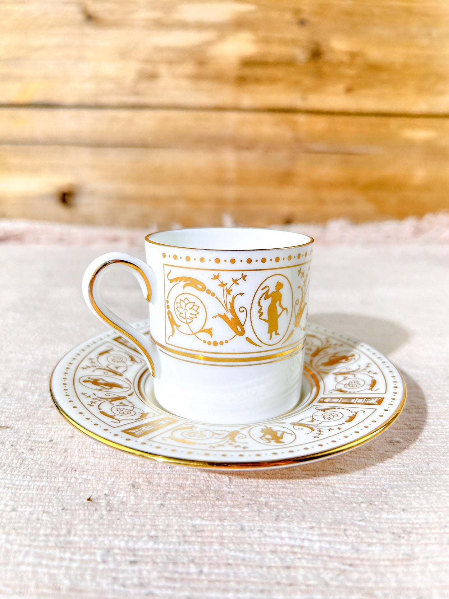 Wedgwood Gold Grecian Demitasse Cup & Saucer Fine China England