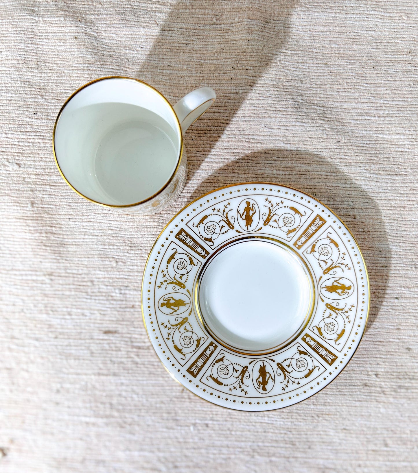 Wedgwood Gold Grecian Demitasse Cup & Saucer Fine China England