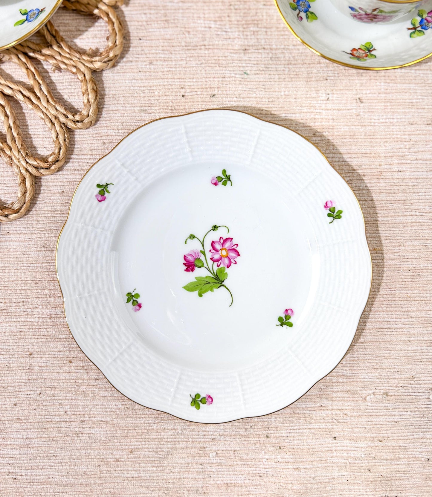 Vintage Herend Hvngary Printemps Hand Painted Porcelain Plates