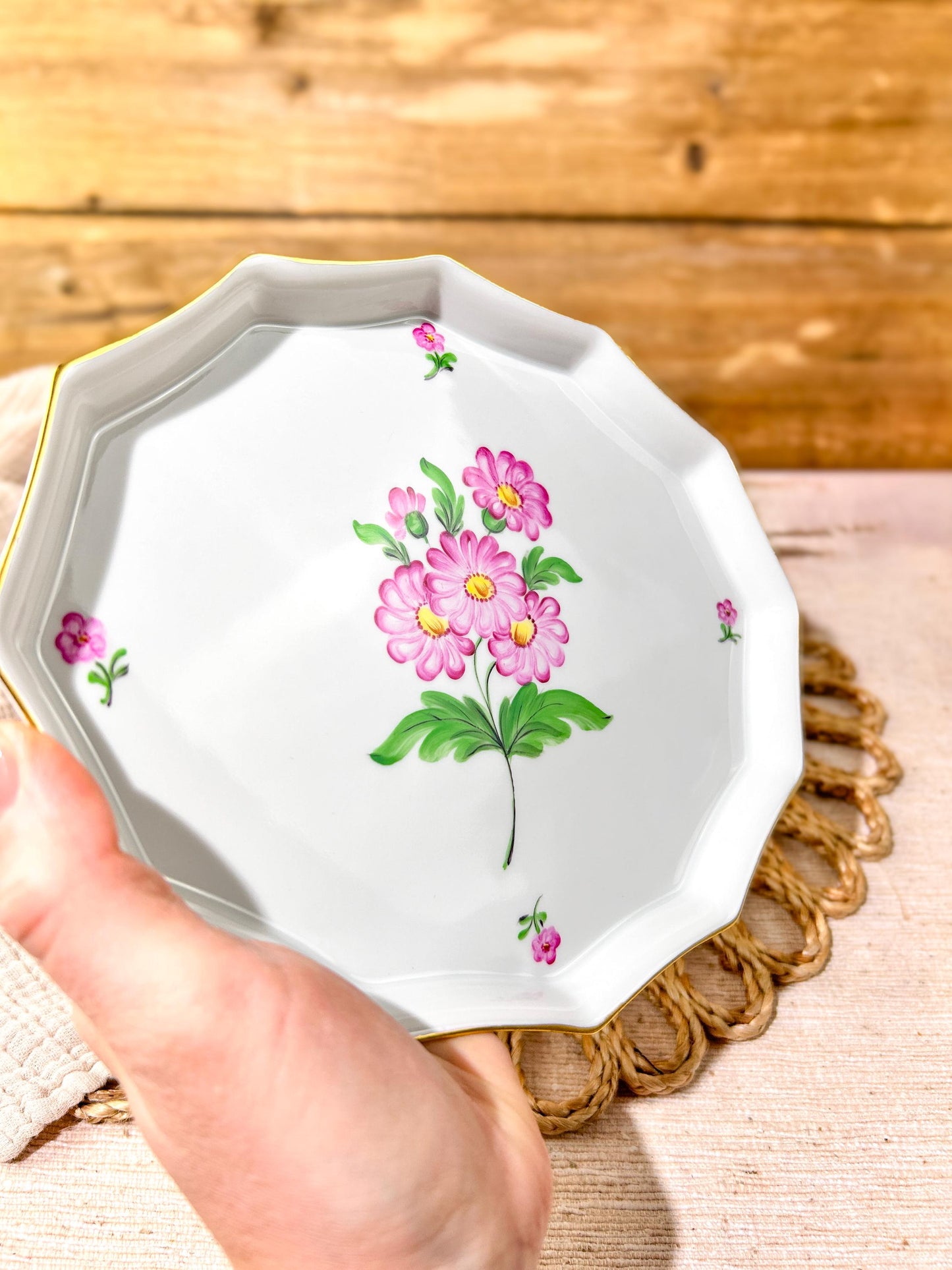 Vintage Herend Hvngary Floral Hand Painted Porcelain Tray