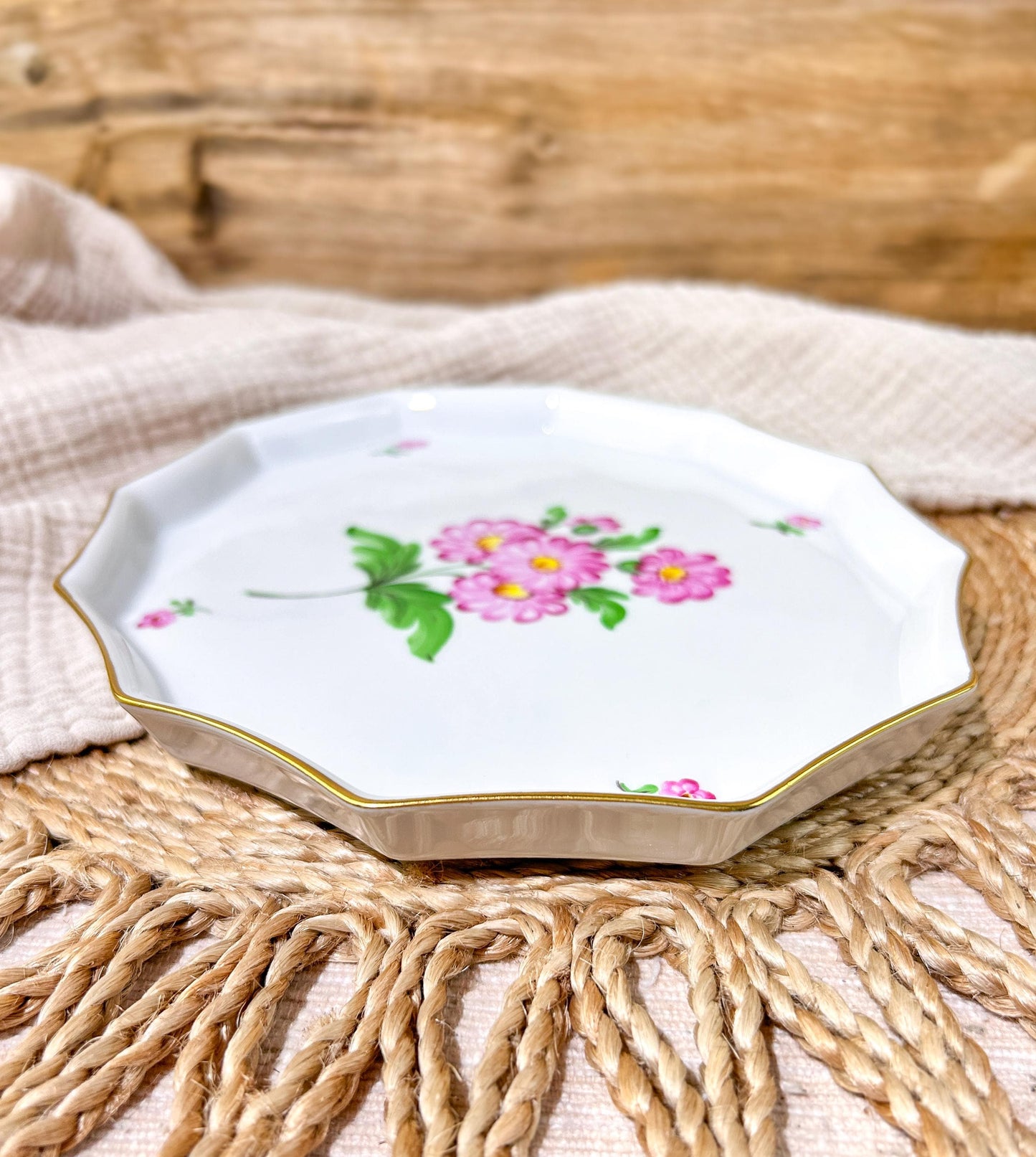 Vintage Herend Hvngary Floral Hand Painted Porcelain Tray