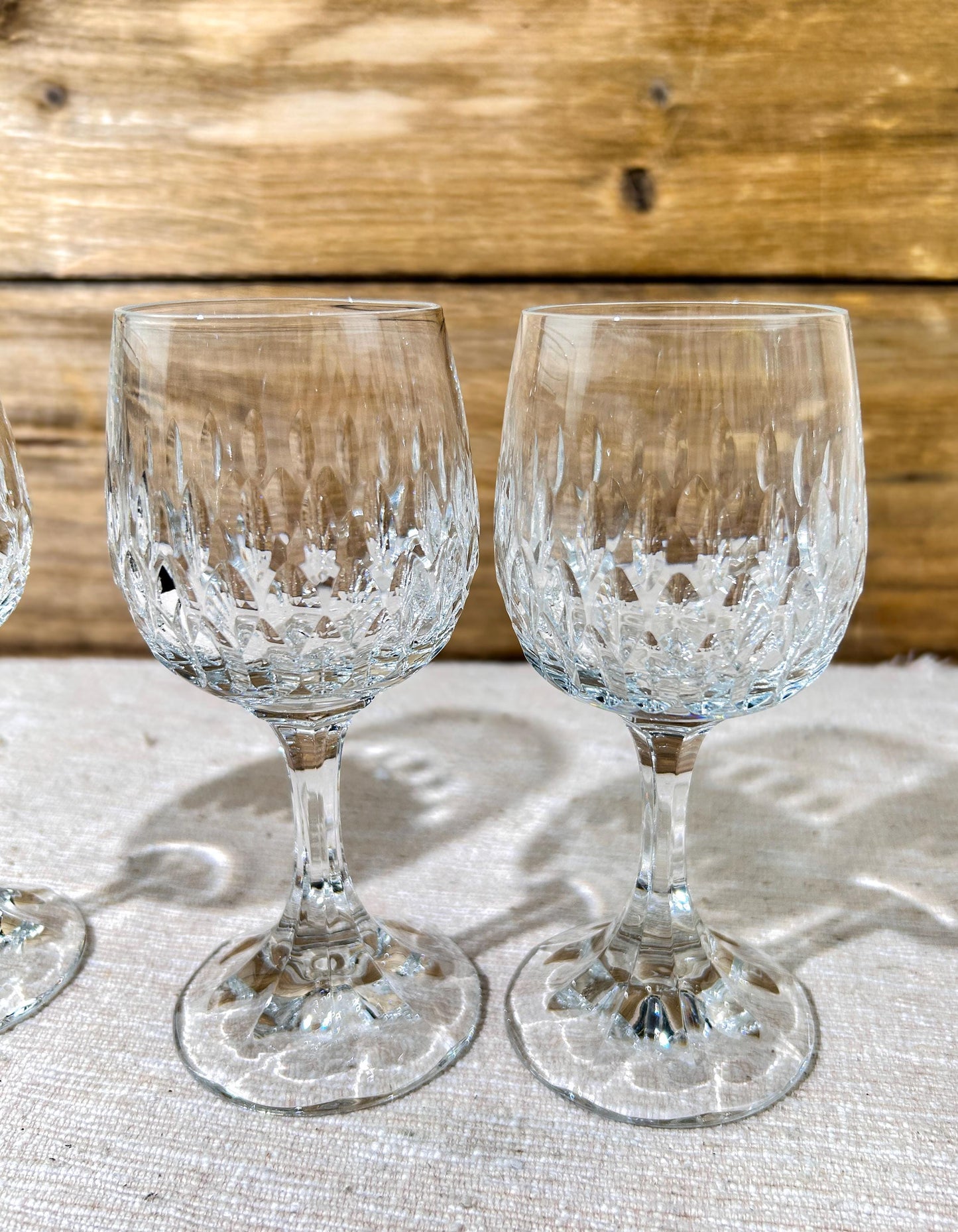 Schott Zweisel Tortusa Wine Glass Set x 3 Vintage Cut Crystal Germany